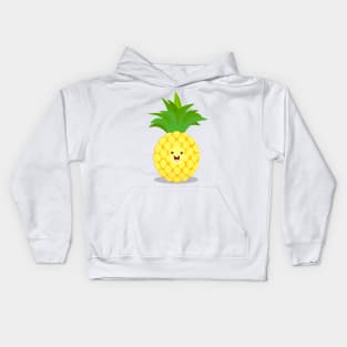 Cute happy pineapple cartoon illustration Kids Hoodie